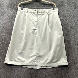LL Bean A Line Skirt Women 18‎ Beige Pleated Pockets Cotton Casual Preppy Office